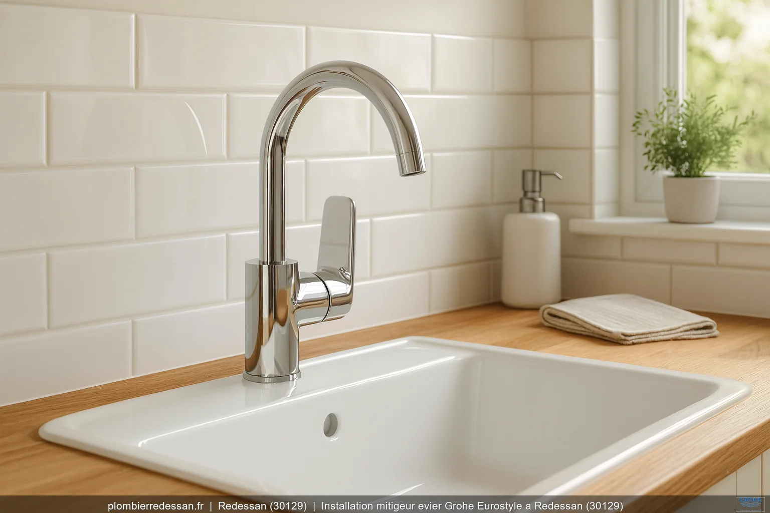 Installation mitigeur evier Grohe Eurostyle a Redessan (30129)